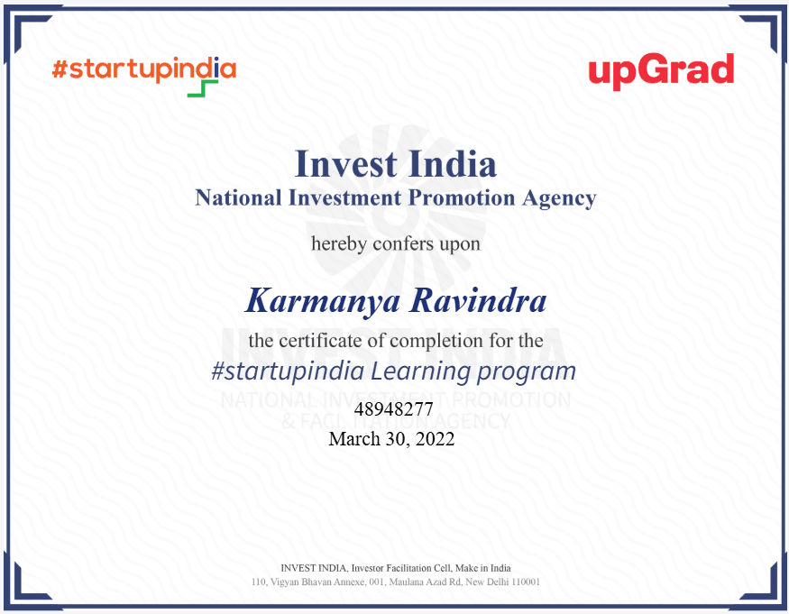 Startup India Certificate